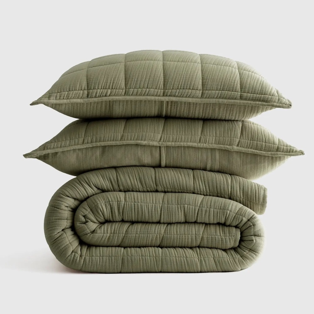 Quince Organic Airy Gauze Box Quilt Set (queen size)